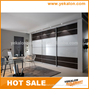 MDF UV lacquer and tempered painted glass inserted sliding door wardrobe
